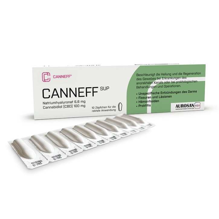 CANNEFF® SUP Rektalzäpfchen (10 Stck.)  mit Cannabidiol (CBD) und Hyaluronsäure; THC-frei